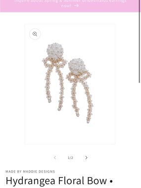 Anthropologie Ivory Hydrangea Drop Earrings with Pearl Accents